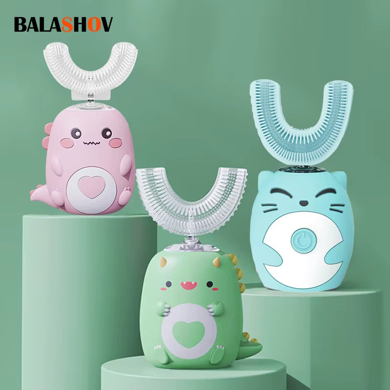 Kids U-Shaped Sonic Electric Toothbrush Children Silicon Toothbrush 360 Degrees Smart Tooth Brush Teeth Whitening for Waterproof
